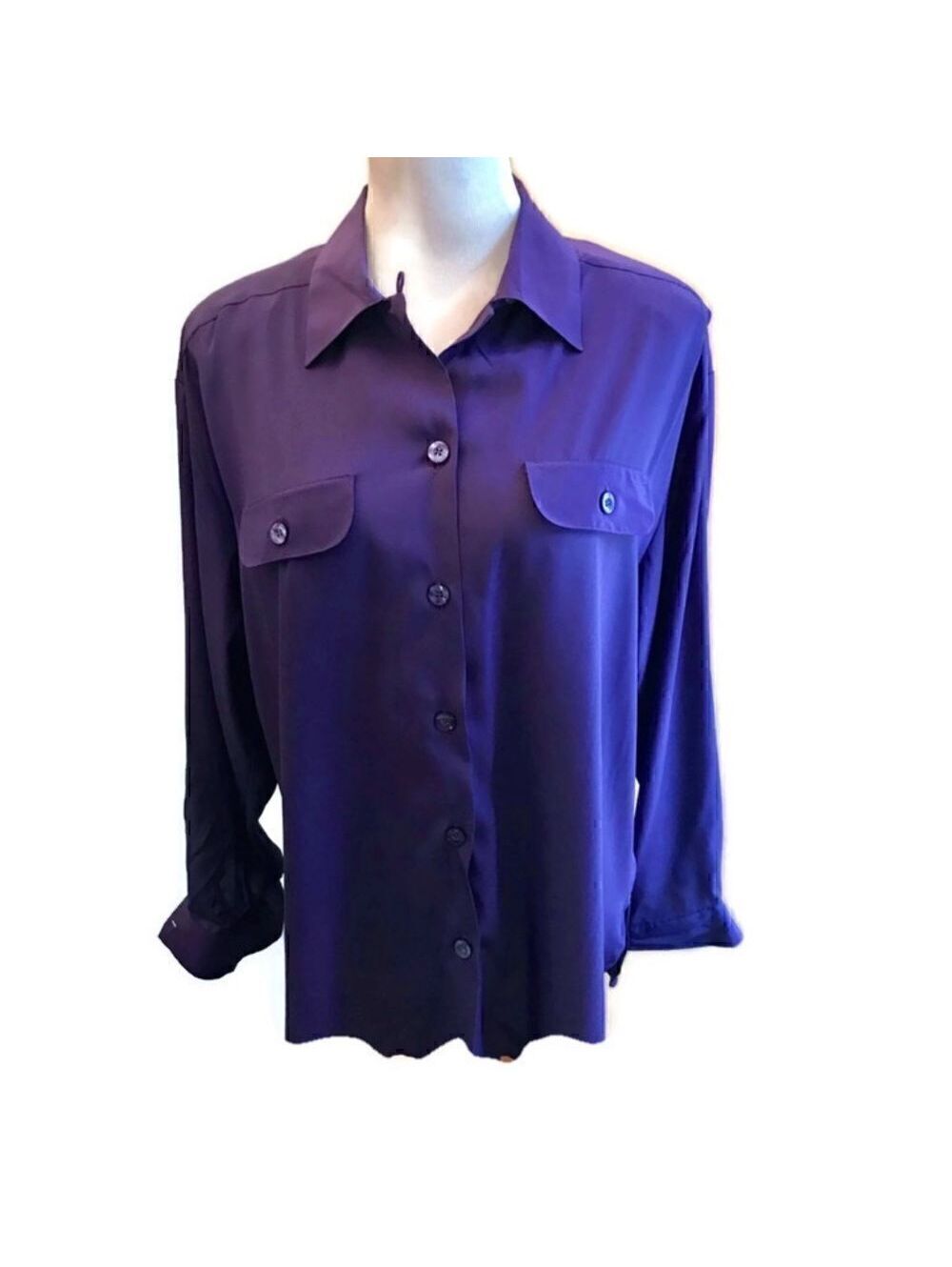 Josephine Purple Button Down Top Sz 16